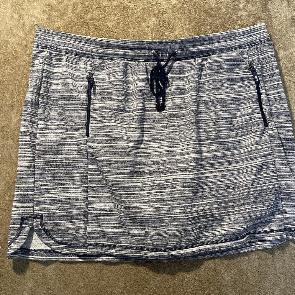 Jones New York Skort Womens Size XXL 2X Striped Blue White Pockets Stretch Short